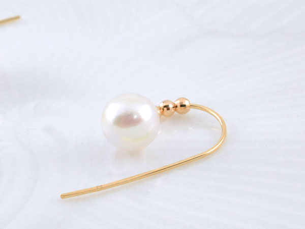 【スーパーセール 10%OFF】 18金 ピアス パール K18 18K ゴールド 真珠 アコヤ あこや真珠 カットボール ピンクゴールド 華奢 シンプル 輝き 艶めき バレンタイン ホワイトデー