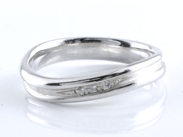 【ポイント10倍】 k18 リング ペアリング 結婚指輪 ホワイトゴールド マリッジリング 18K ダイヤモンド ペア 2本 セット ダイヤ 0.01ct メンズ レディース 記念日 指輪 3