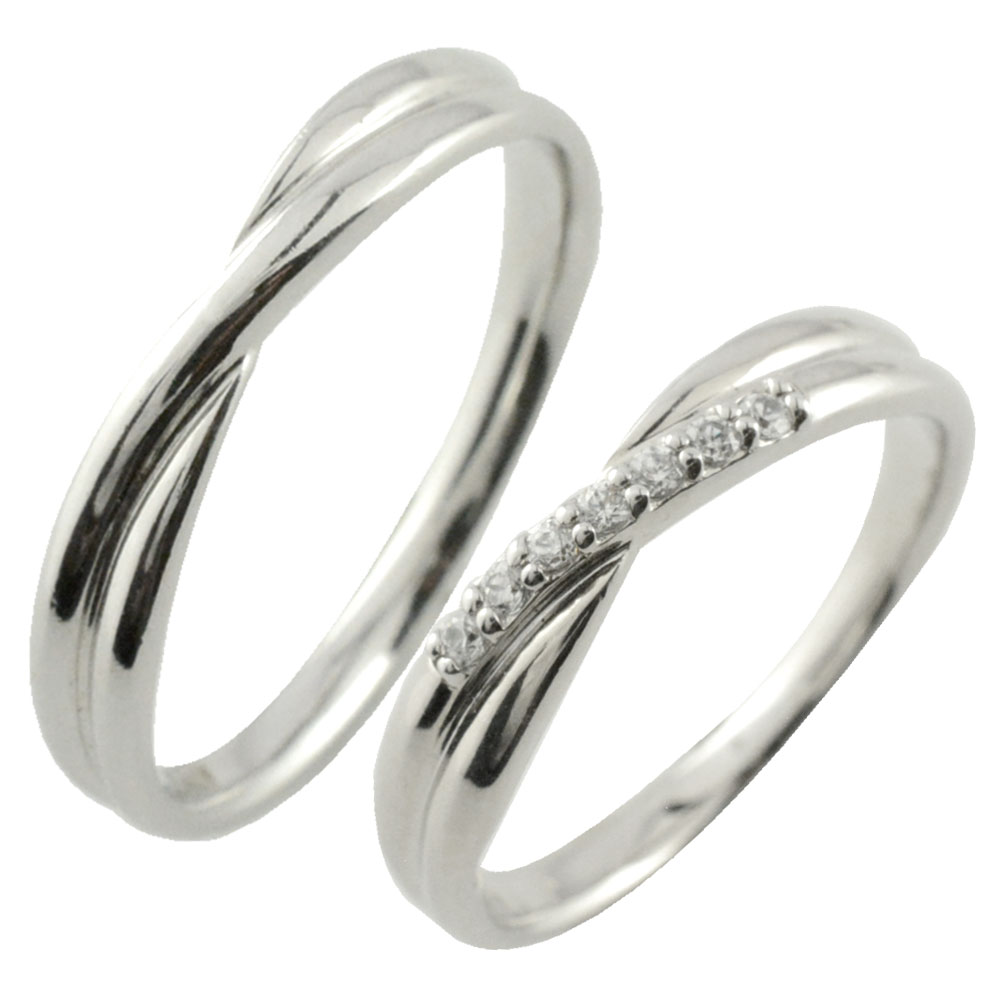 【BLACK FRIDAY ポイント10倍】 ペアリング 指輪 リング シルバー sv925 シンプル クロス デザインリング シルバー925 ダイヤモンド 地...