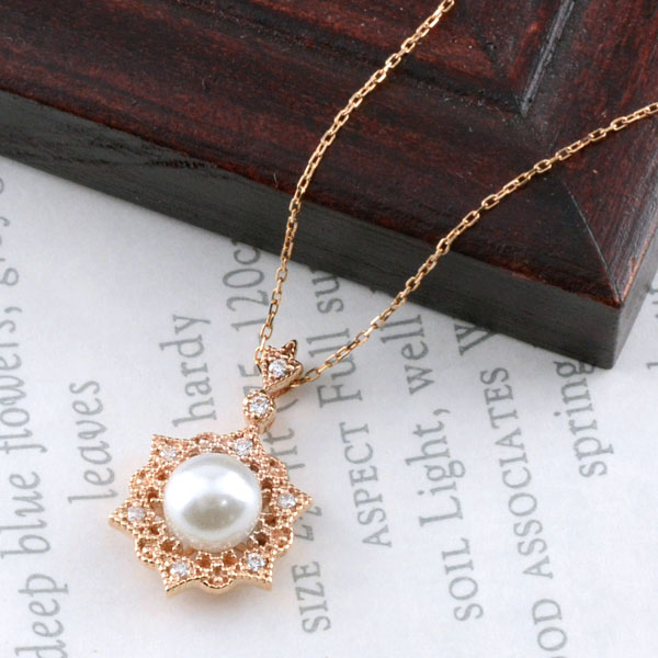 樂天商城 - k18 ネックレス ダイヤモンド パール レディース ペンダント ピンクゴールド ダイヤ 18k 18金 18 pendant 華奢 シンプル 記念 誕生日 スキンジュエリー 母の日 誕生日