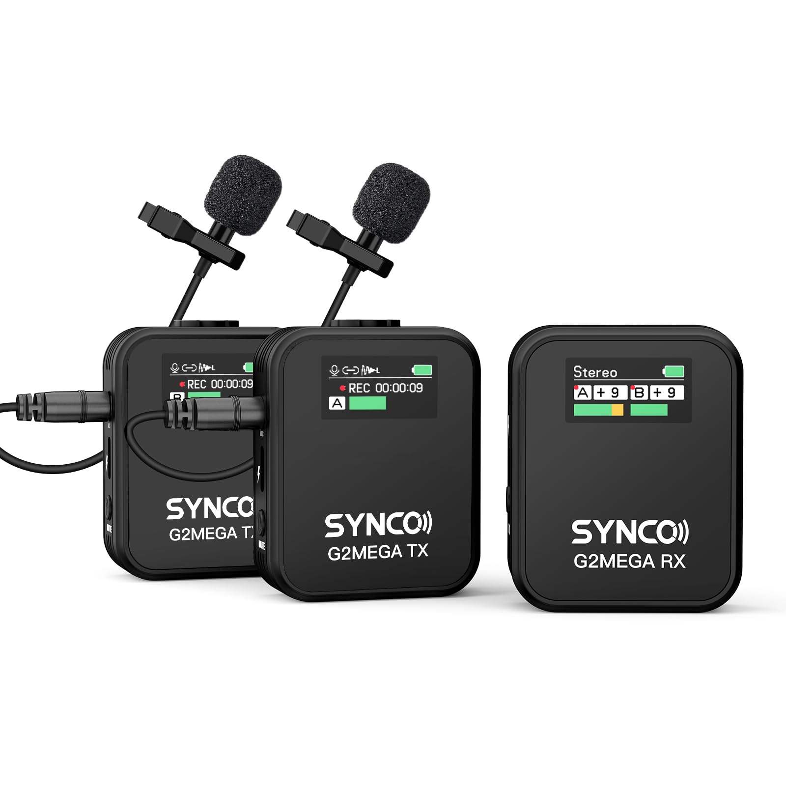 ワイヤレスマイク, SYNCO G2(A2) MEGA 約24時間録音バックアップ 8GBメモリ内蔵 ノイズキャンセル 音量調節 Vlog撮影/ライブ配信/オンライン授業 カメラ、iPhone、android、パソコンに対応, ワイヤレス-ピンマイク-カメラ-wireless-microphone