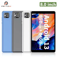 PRITOM タブレット Android 13 8インチ アンドロイドタブレット 5000mAh 8（4+4）GB RAM＋64GB ROM ポイント SDカード拡張可能 グレー 青色 パールホワイト 送料無料 学生 初心者 子ども用タブレット 仕事 お祝い ギフト 贈り物 卒業