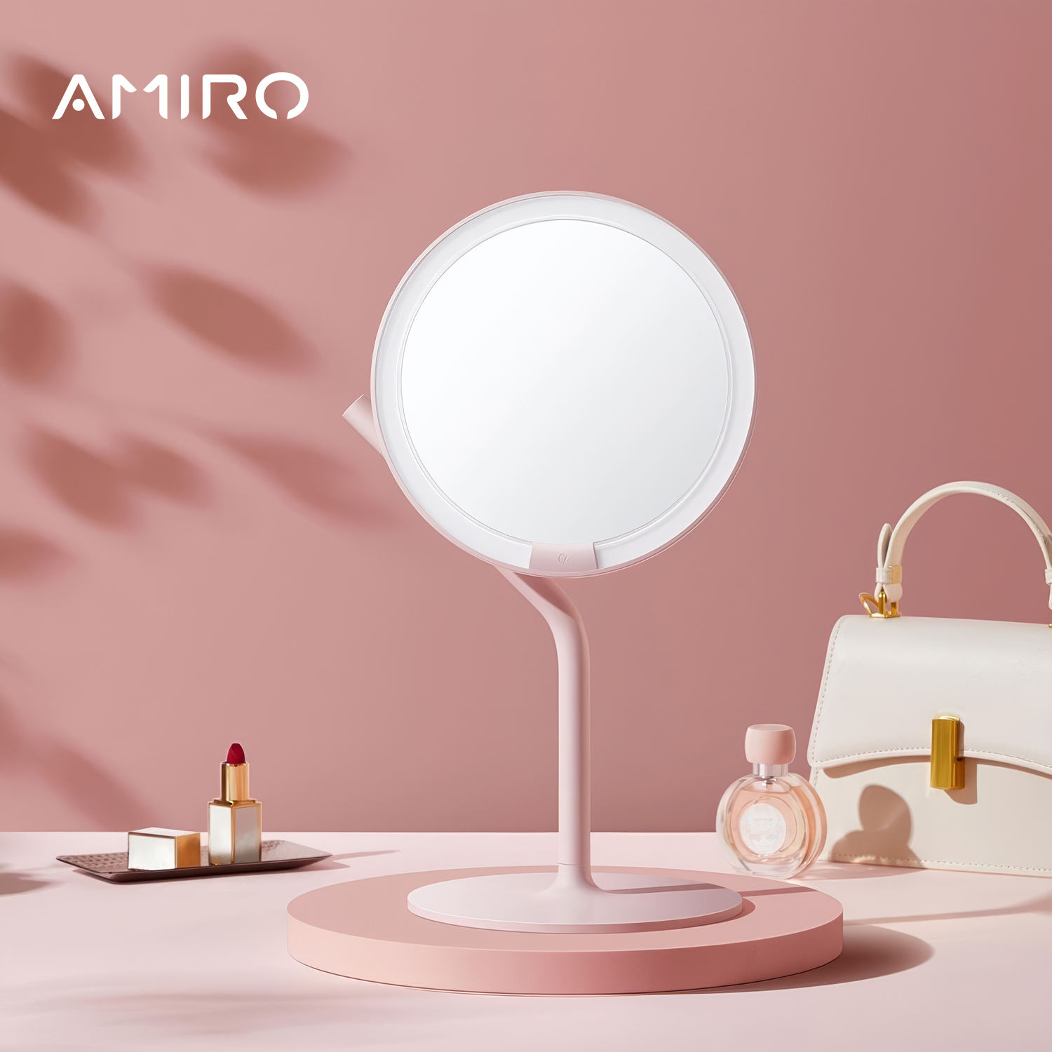 【時間限定20%OFFクーポン配布＋10倍P 】AMIRO女優ミラー 卓上ミラー 化粧鏡 メイク 5倍拡大鏡付き LEDライト 取り外し可 収納用フック 180°回転可 6.5inch 女優鏡 持ち運びに便利 Type-C充電…