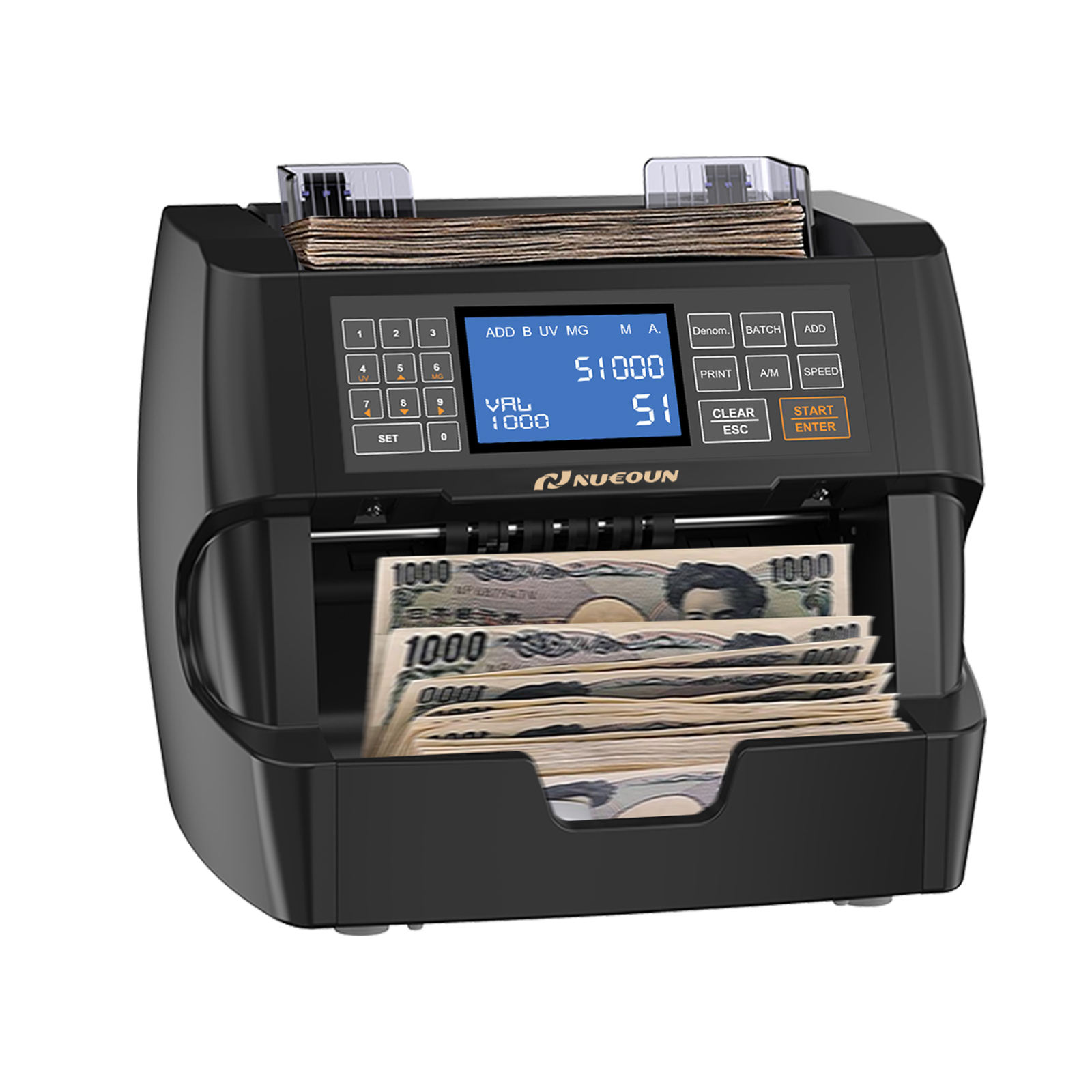 NUCOUN NC-5 紙幣カウンター、紙幣自動計数機、プリセットバリューバンクノートカウンター、偽紙幣検出機能付き、紙幣自動計数機