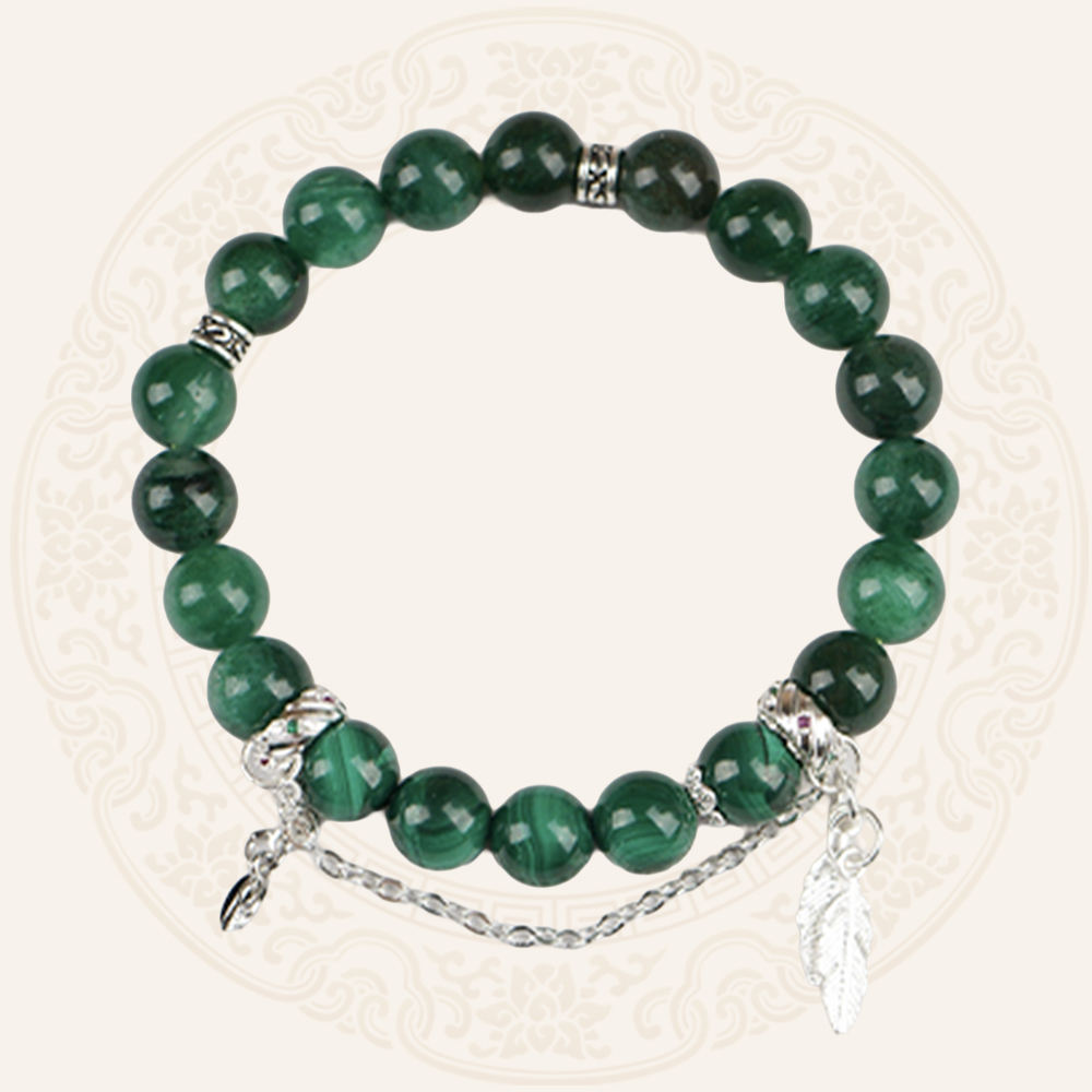 数珠念珠男性用女性用マラカイトグリーンマイカフェザーブレスレット、松に雨を降らせるインク、健康的な睡眠、ギフトボックス、毎日着用可能、儀式に着用可能、送料無料