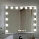 ★FENCHILIN★女優ミラー 化粧鏡 卓上ミラー ライト付き 15個電球 三色切替 無段階調光 ハリウッドミラー bluetooth付き 欧米風 10倍拡大...
