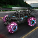 リモートコントロールカー、2.4 GHz4WD電動オフロード車、ライト付き、充電式バッテリー2個付き、大人、子供、男の子用、ブルー|詳細画像