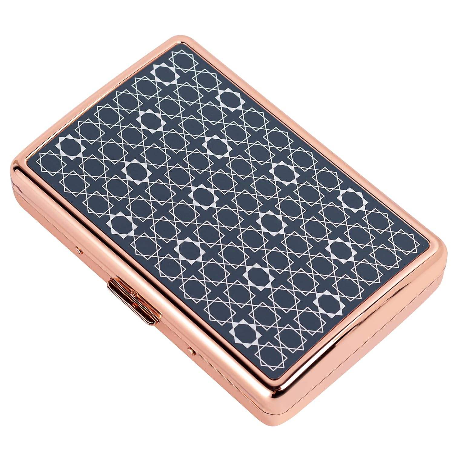 シガレットボックス 優雅で美しい男女の金属製シガレットケース-普通（特大サイズ）16本または100ミリのタバコを収納でき、日常や旅行に最適