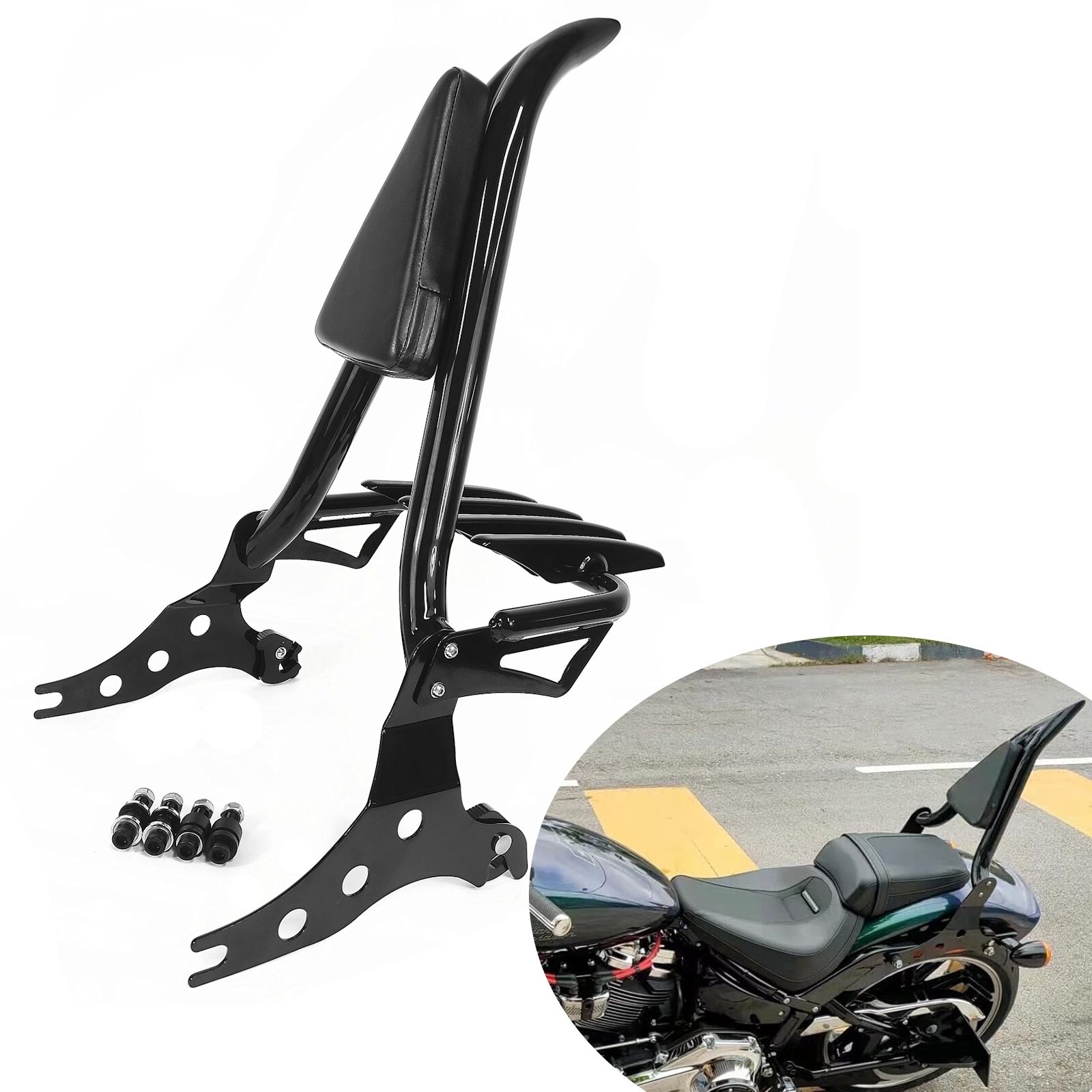 ファットボーイ FLFBS 2018-2025 ブレイクアウト fxsb 2013-2025 用 バイク用リアバックレスト シシー..