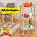 ROOM ESSENCE(東谷) 木製マルチワゴン 3段 ビーチ材 スチールワゴン キャスター付き キッチンワゴン ナイトテーブル 北欧カラー ホワイト グリーン シンプル ナチュラル 西海岸風 かわいい 花台 水回り キッチン 脱衣所 子供部屋 収納 ディスプレイ sylph PW-53