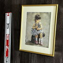 【中古】 【愛らしい姿】 【優しい時間】 女の子 絵画 アートプリント 額装 縦42cm 人物画 子供の絵 肖像画風 インテリア 壁掛け シャンパンゴールドフレーム