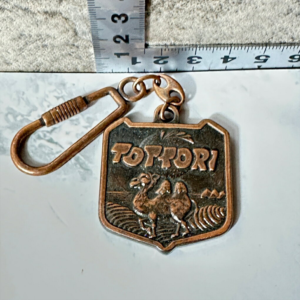 【鳥取限定】 【鳥取砂丘】 TOTTORI 鳥取 キーホルダー ラクダ 盾型 ブロンズ 縦約4cm 横約3.5cm 厚み約0.3cm 金属製 中古品