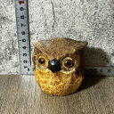 【中古】 【木の温もりフクロウ】 【愛らしい木彫りの梟】 木彫りフクロウの置物 Wood Carved Owl Figurine 高さ6cm 横幅7cm 重さ3...