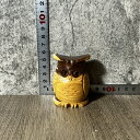 【中古】 【素朴な木の温もり】 【愛嬌ある木のフクロウ】 ふくろう 置物 Owl figurine 横5cm 高さ6cm 54g ツートンカラー ダークブラウン ライトブラウン 茶系 木目 中古品 動作確認済み インテリア オブジェ 飾り 卓上 玄関 デスクオーナメント(3)