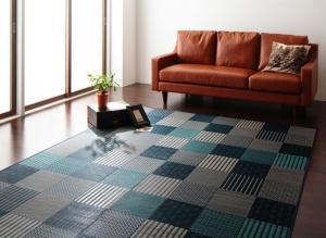 【上品家具】 自然素材ラグ 純国産京刺子柄い草ラグ 不織布なし 261×261cm