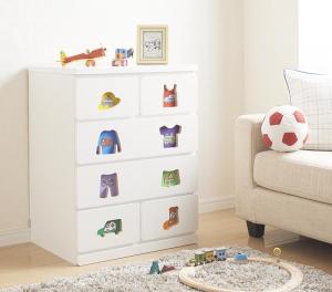 【上品家具】 子供用収納 小さいうちからお片付けの習慣が身に付く知育チェスト mapache マパーチェ 6杯タイプ 男の子向け