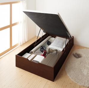 【上質家具】 ベッド ベット 収納 収納付 収納ベッド 跳ね上げ 跳ね上げベッド ガス圧 ガス圧式 すのこ お客様組立 ベッドフレームのみ 縦開き セミダブル 深さラージ