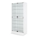 【上質家具】 壁面収納 LED付きコレクションラック ワイド 本体 両開きタイプ 高さ180 奥行39