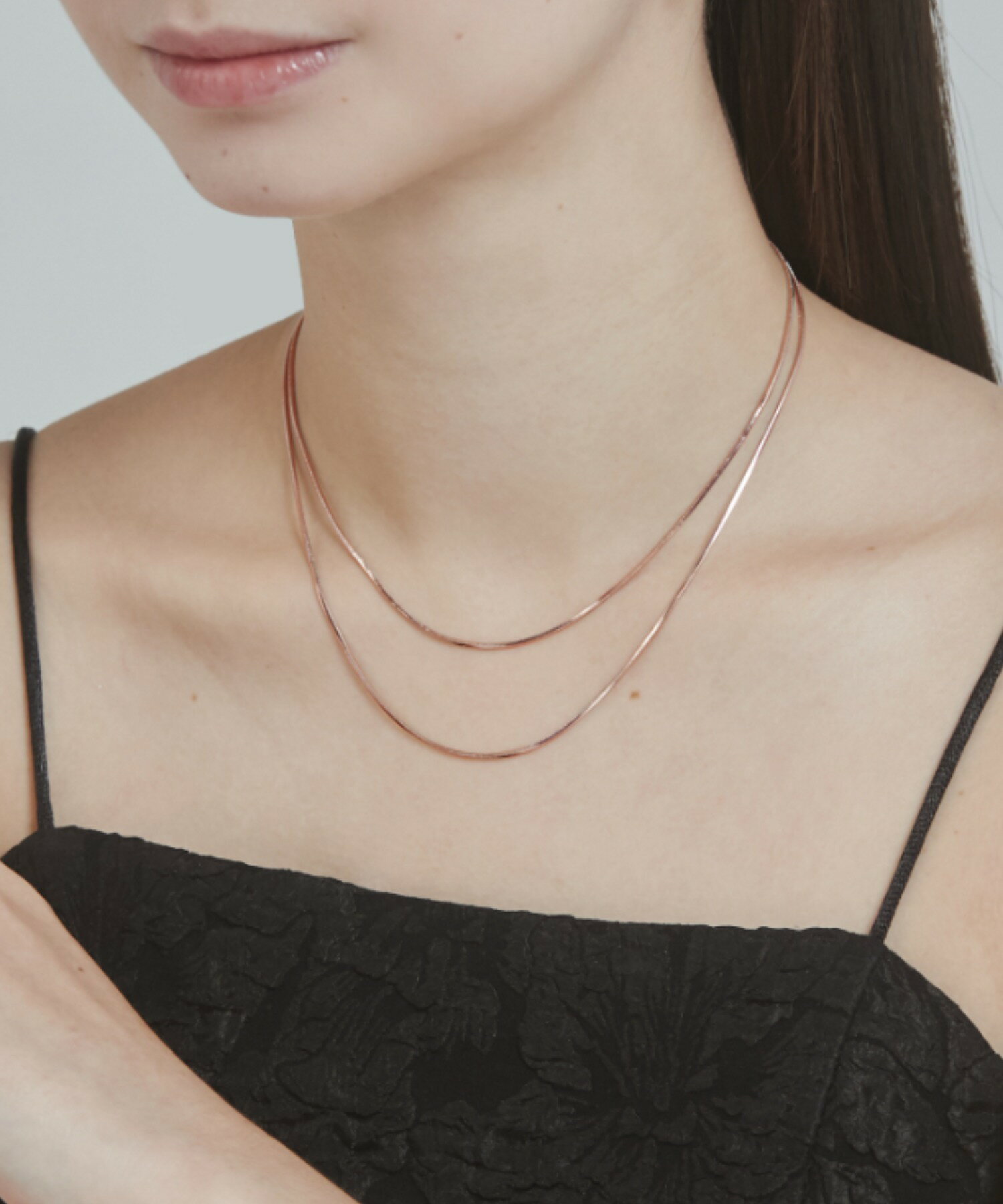simple double snake necklace / シンプル2連スネークネックレス レディース アク...