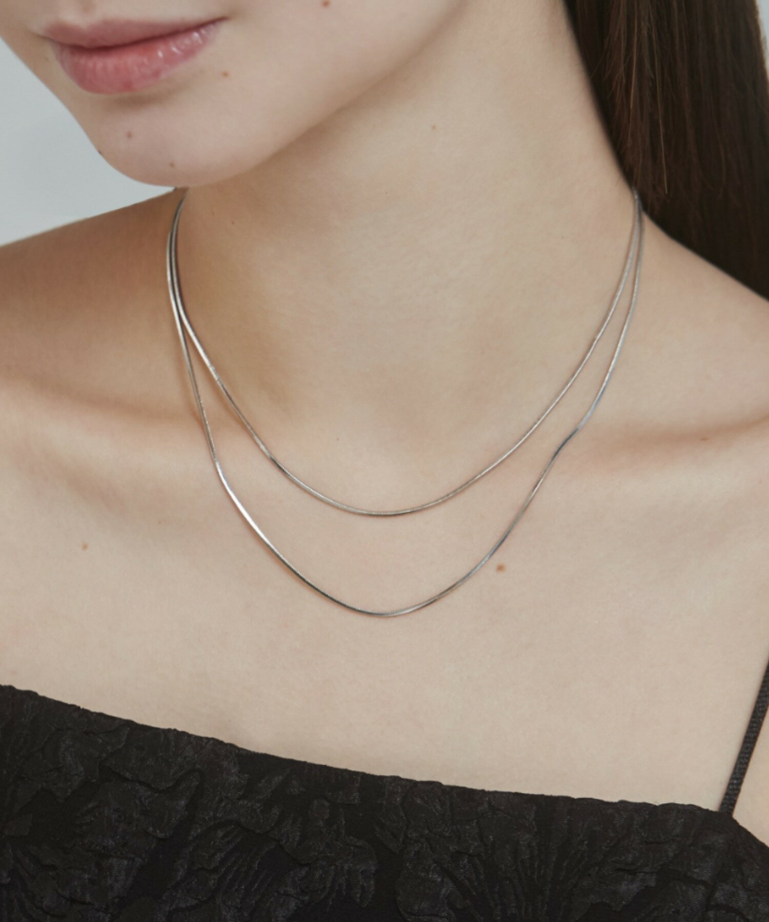 simple double snake necklace / シンプル2連スネークネックレス レディース アク...