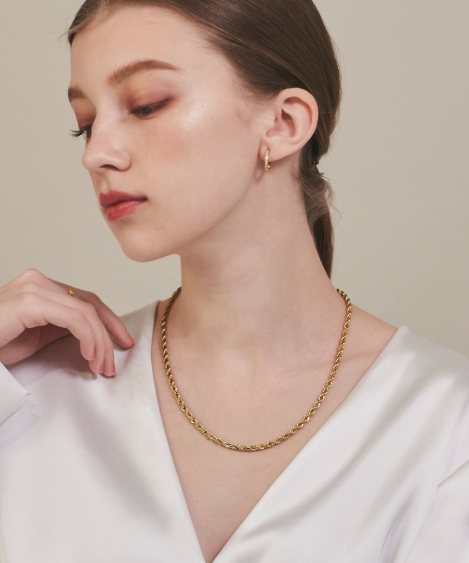 ciite ’の金属アレルギー対応 ツイストチェーンネックレス サージカルステンレス レディース アクセサリー 結婚式 パーティー 誕生日 プレゼント シルバー ゴールド ピンクゴールド シンプル｜アングル3
