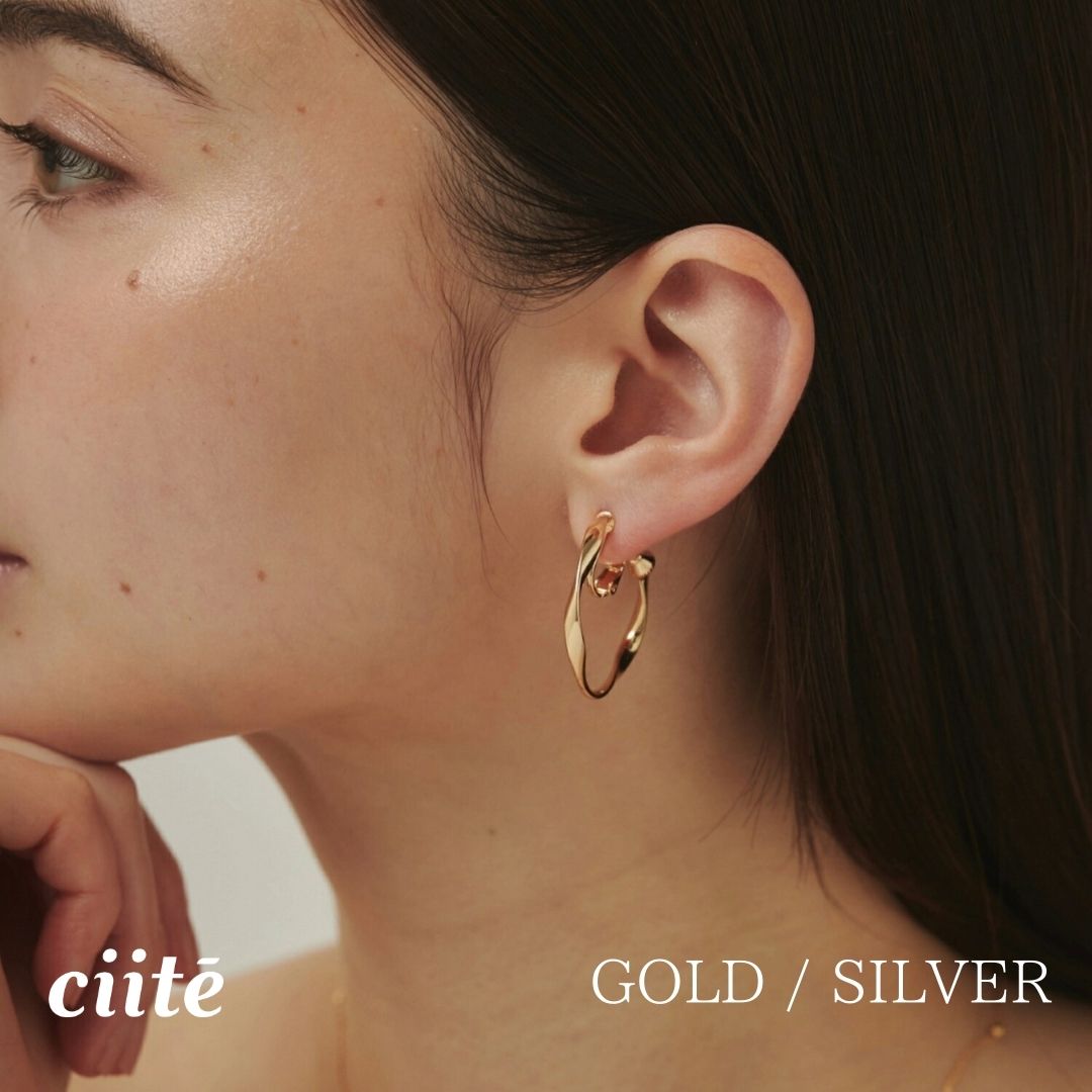 ねじりフープイヤリング (両耳用) レディース アクセサリー 結婚式 パーティー 誕生日 プレゼント シルバー ゴールド ピンクゴールド シンプル