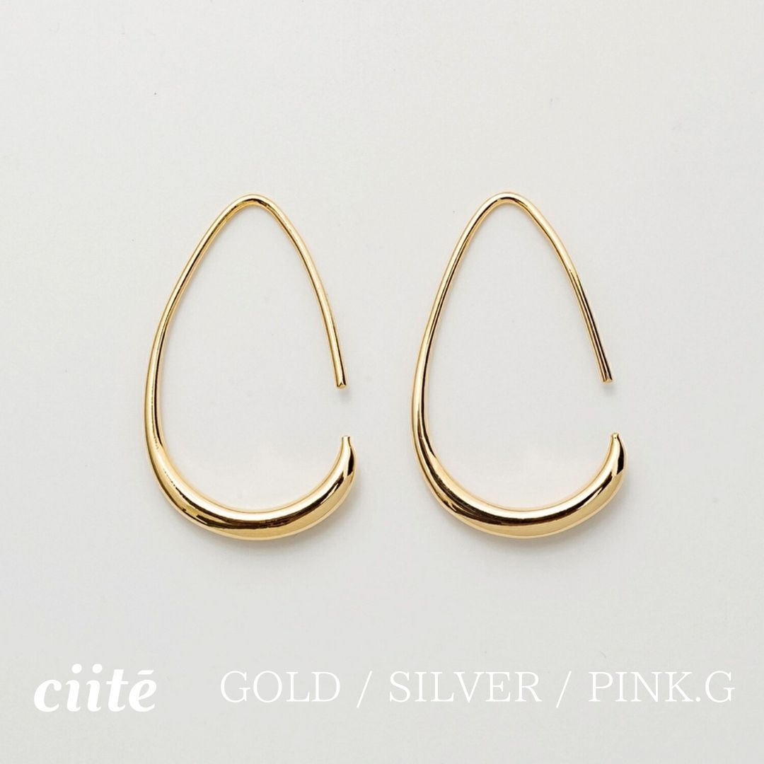 樂天商城 - シズクフープピアス (両耳用) レディース アクセサリー 結婚式 パーティー 誕生日 プレゼント シルバー ゴールド ピンクゴールド シンプル