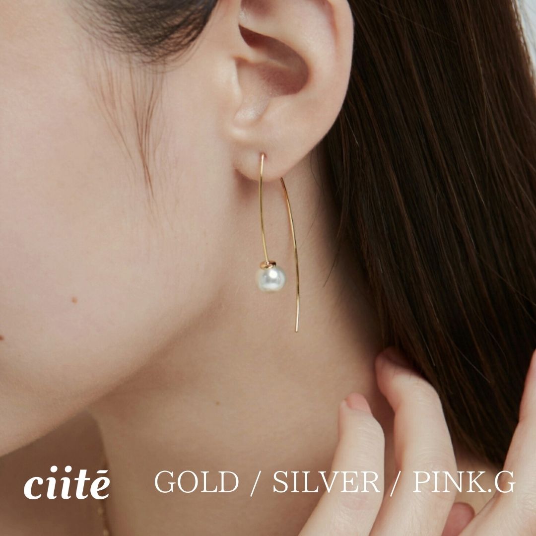 樂天商城 - パールフックピアス (両耳用) レディース アクセサリー 結婚式 パーティー 誕生日 プレゼント シルバー ゴールド ピンクゴールド シンプル