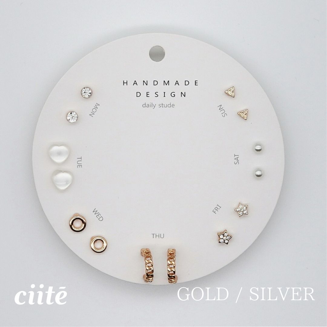 樂天商城 - 1 week ピアスセット / ピアス7セット レディース アクセサリー 結婚式 パーティー 誕生日 プレゼント シルバー ゴールド ピンクゴールド シンプル