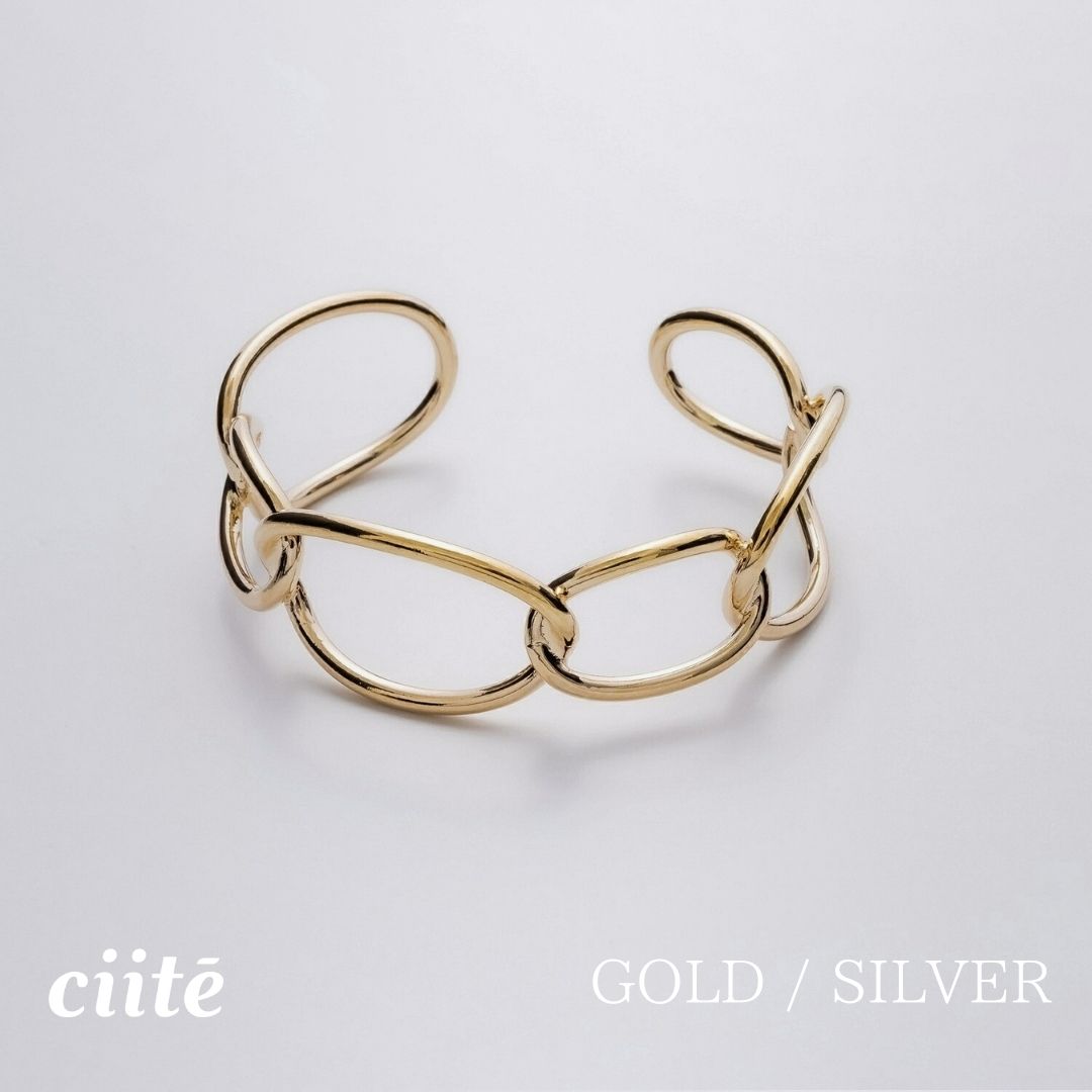 チェーンデザインバングル レディース アクセサリー 結婚式 パーティー 誕生日 プレゼント シルバー ゴールド ピンクゴールド シンプル