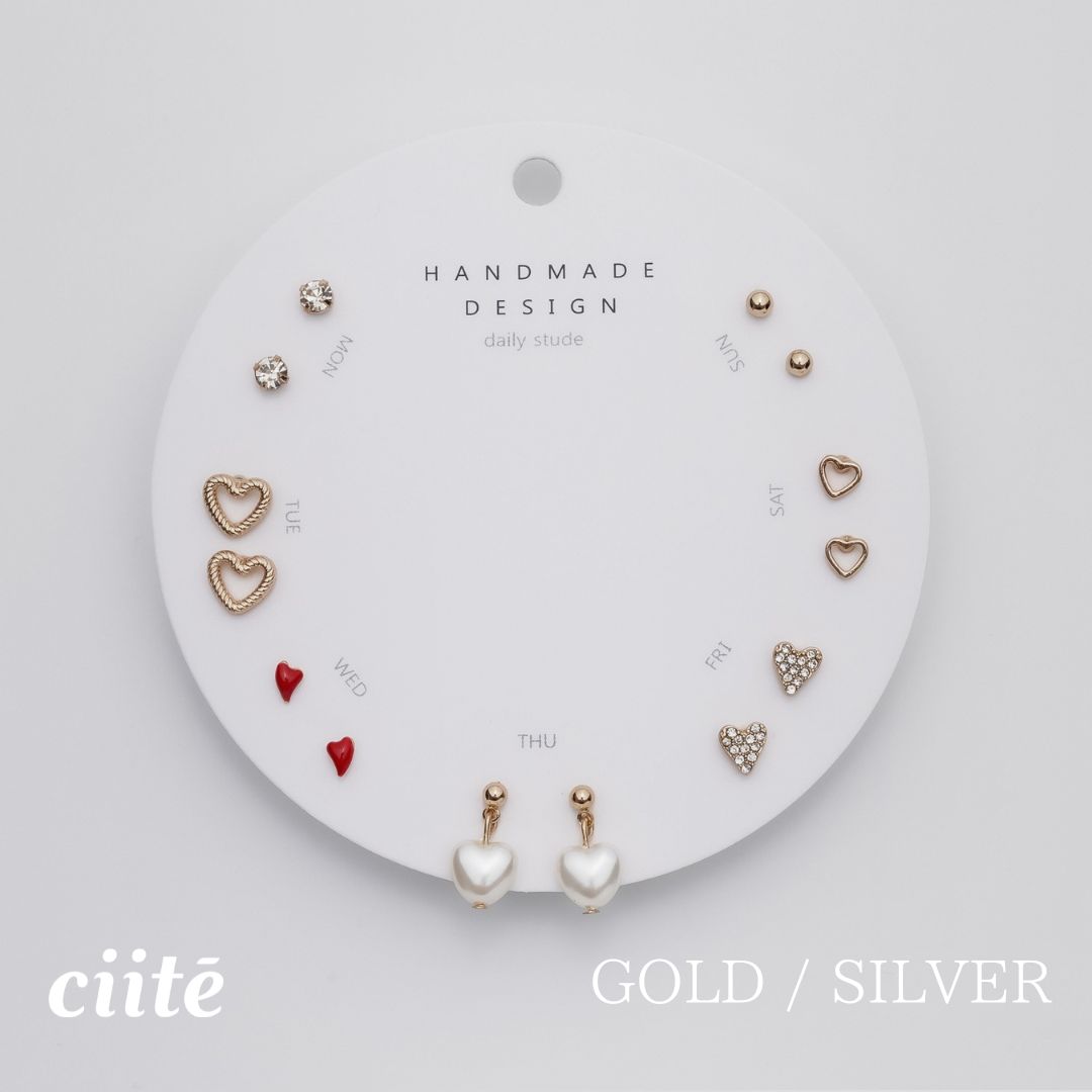 Rakuten - 1 week ピアスセット / ピアス7セット レディース アクセサリー 結婚式 パーティー 誕生日 プレゼント シルバー ゴールド ピンクゴールド シンプル