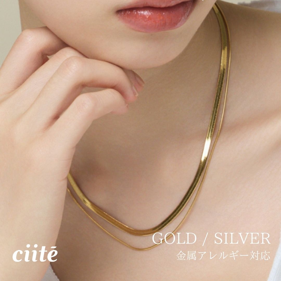 Rakuten - 金属アレルギー対応 2連スネークチェーンネックレス サージカルステンレス レディース アクセサリー 結婚式 パーティー 誕生日 プレゼント シルバー ゴールド ピンクゴールド シンプル