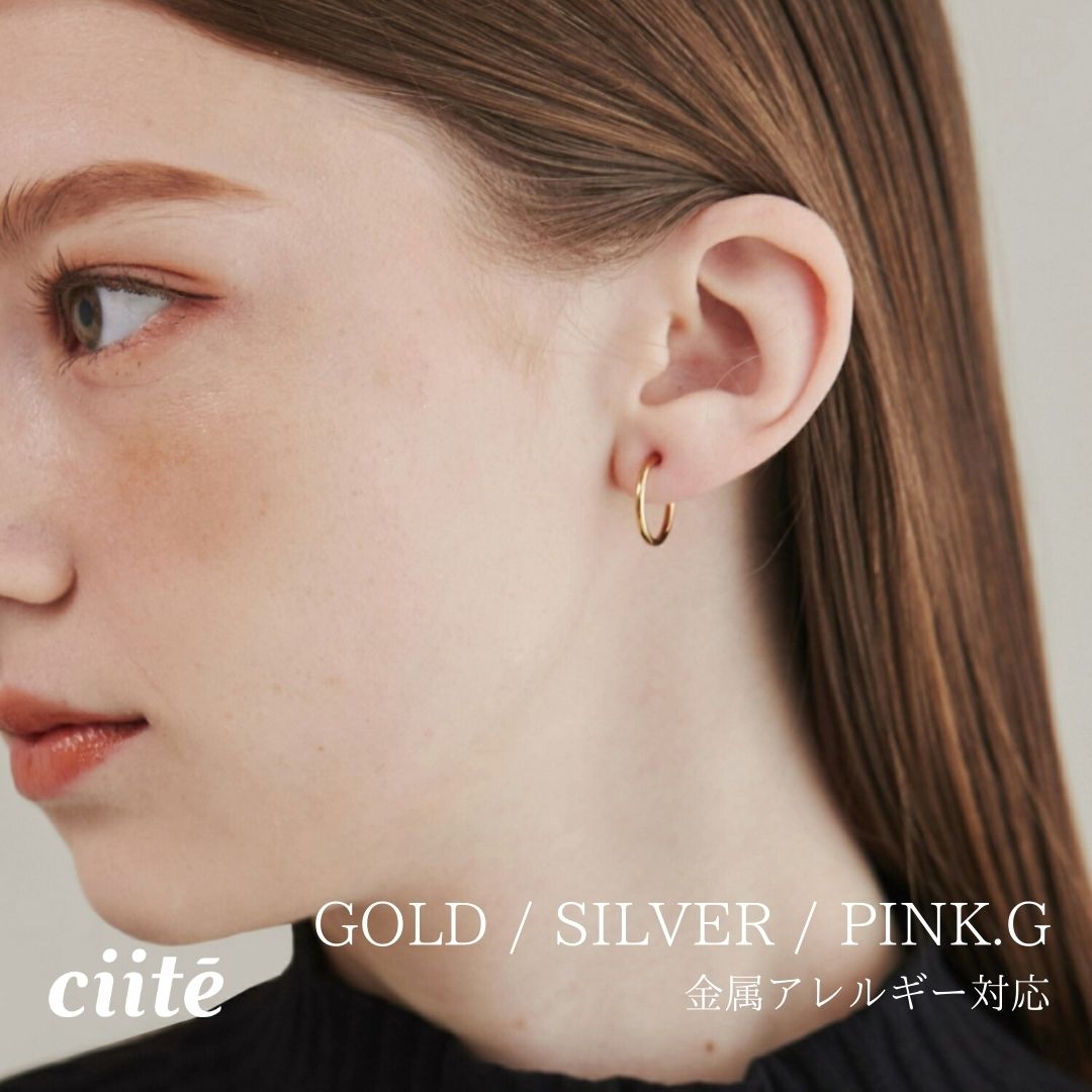 金属アレルギー対応 シンプルフープイヤリング サージカルステンレス (両耳用) レディース アクセサリー 結婚式 パーティー 誕生日 プレゼント シルバー ゴールド ピンクゴールド シンプル
