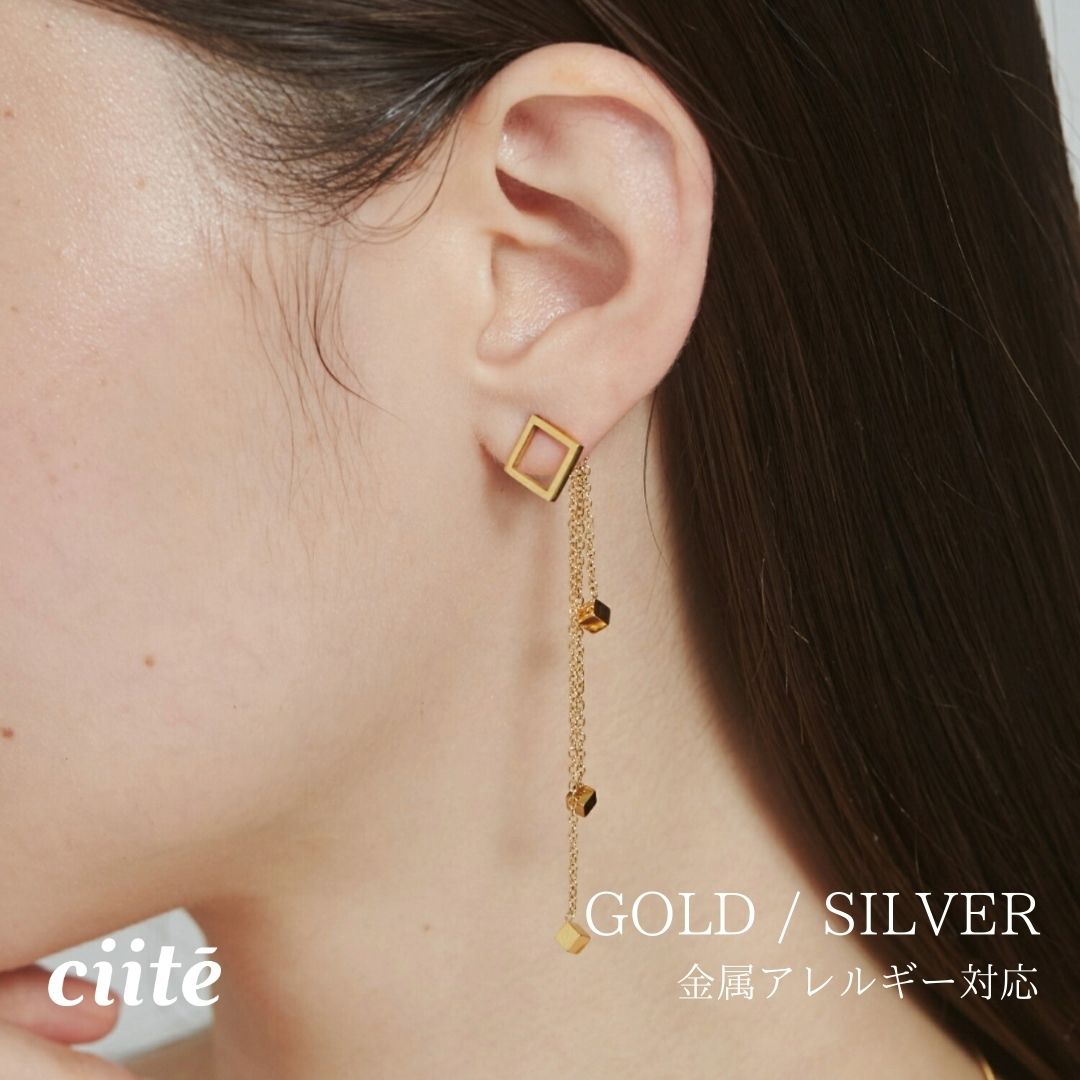 金属アレルギー対応 モチーフロングピアス サージカルステンレス (両耳用) レディース アクセサリー 結婚式 パーティー 誕生日 プレゼント シルバー ゴールド ピンクゴールド シンプル