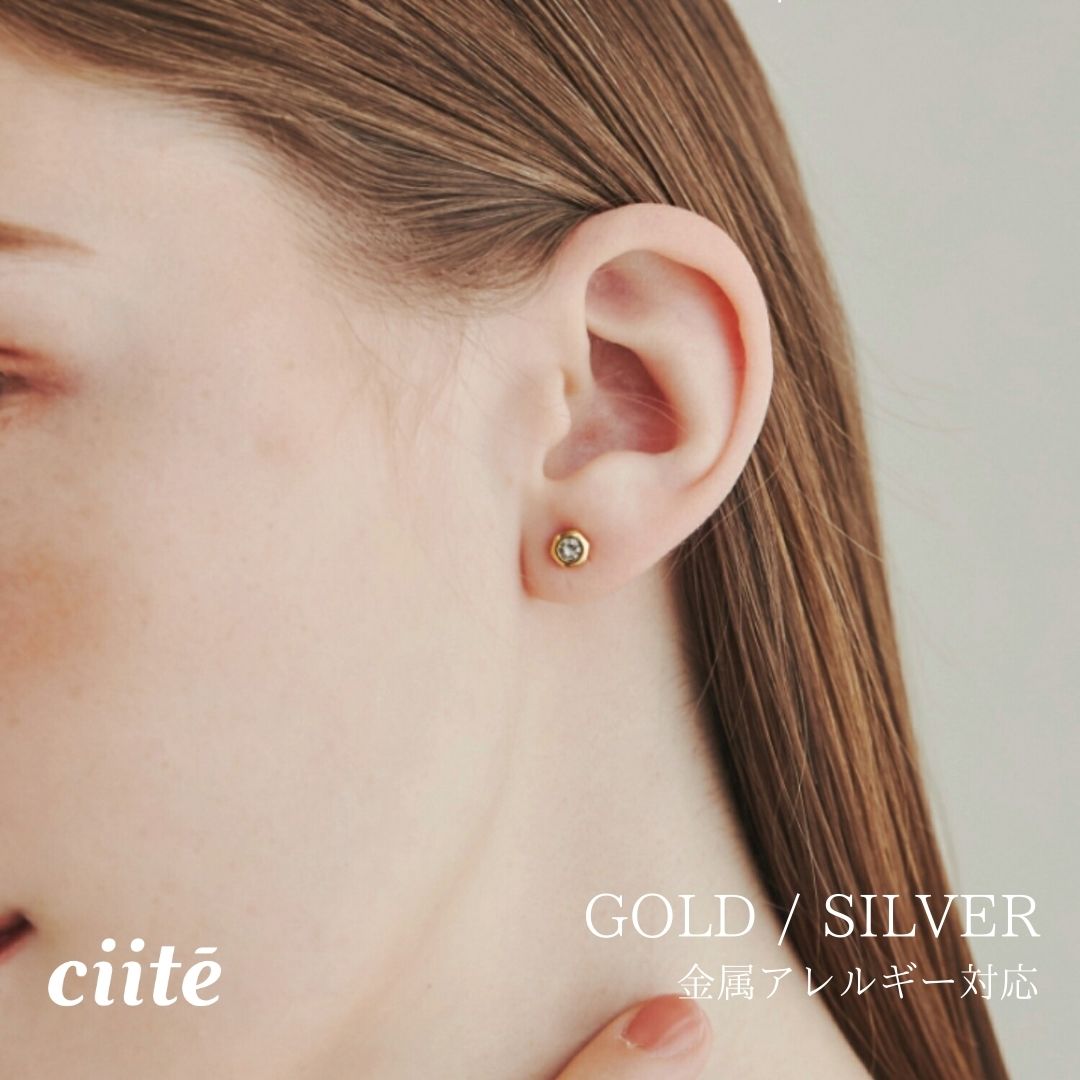 樂天商城 - 金属アレルギー対応 シンプルビジューピアス サージカルステンレス (両耳用) レディース アクセサリー 結婚式 パーティー 誕生日 プレゼント シルバー ゴールド ピンクゴールド シンプル