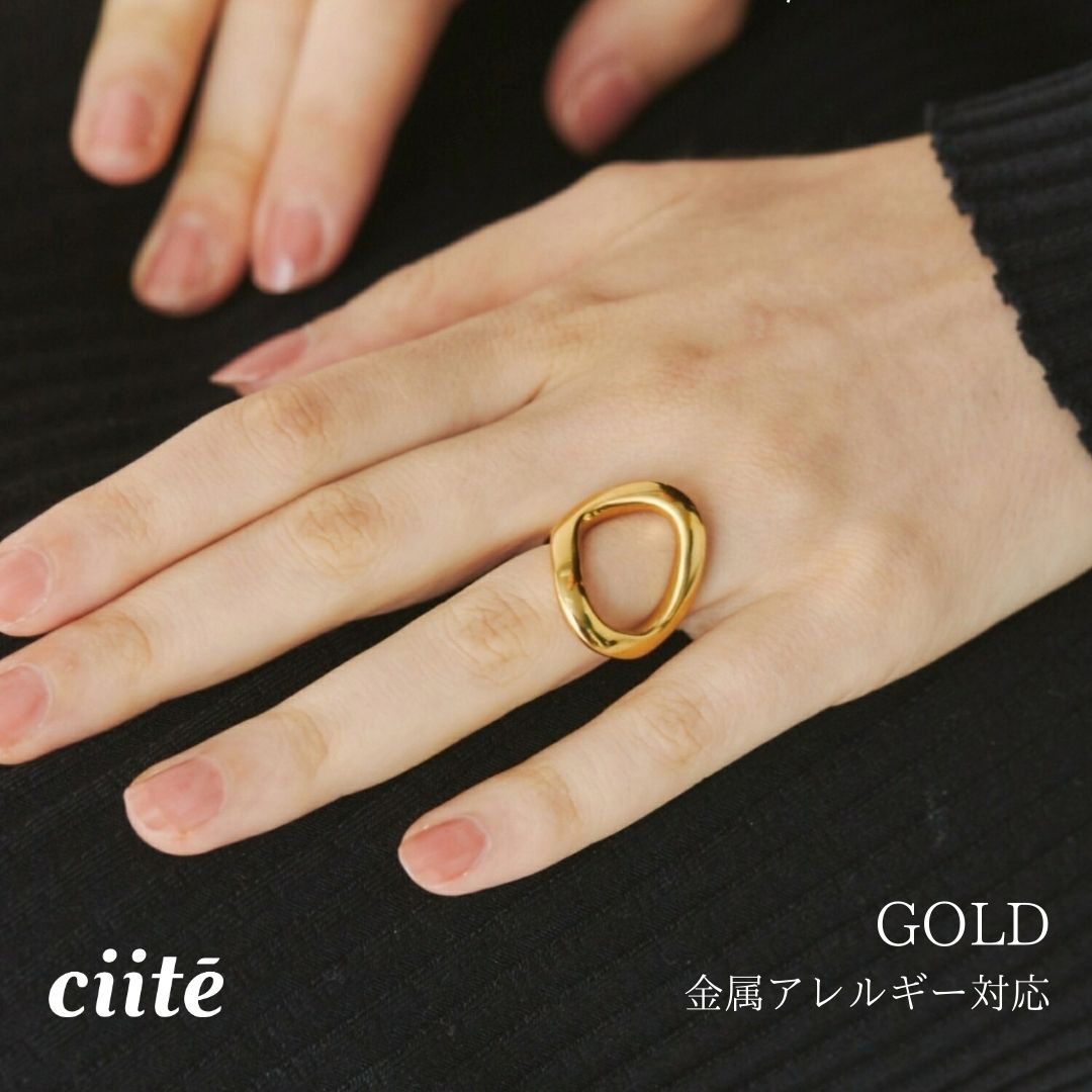 Rakuten - 金属アレルギー対応 オーバルデザインリング サージカルステンレス レディース アクセサリー 結婚式 パーティー 誕生日 プレゼント シルバー ゴールド ピンクゴールド シンプル