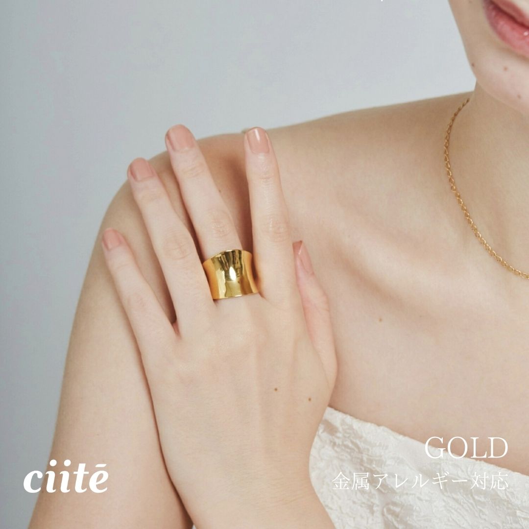 Rakuten - 金属アレルギー対応 ニュアンスリング サージカルステンレス レディース アクセサリー 結婚式 パーティー 誕生日 プレゼント シルバー ゴールド ピンクゴールド シンプル