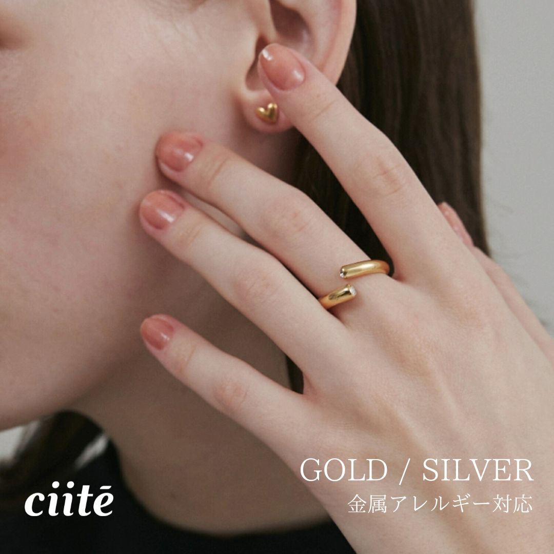 樂天商城 - 金属アレルギー対応 ニュアンスデザイン ビジューリング サージカルステンレス レディース アクセサリー 結婚式 パーティー 誕生日 プレゼント シルバー ゴールド ピンクゴールド シンプル