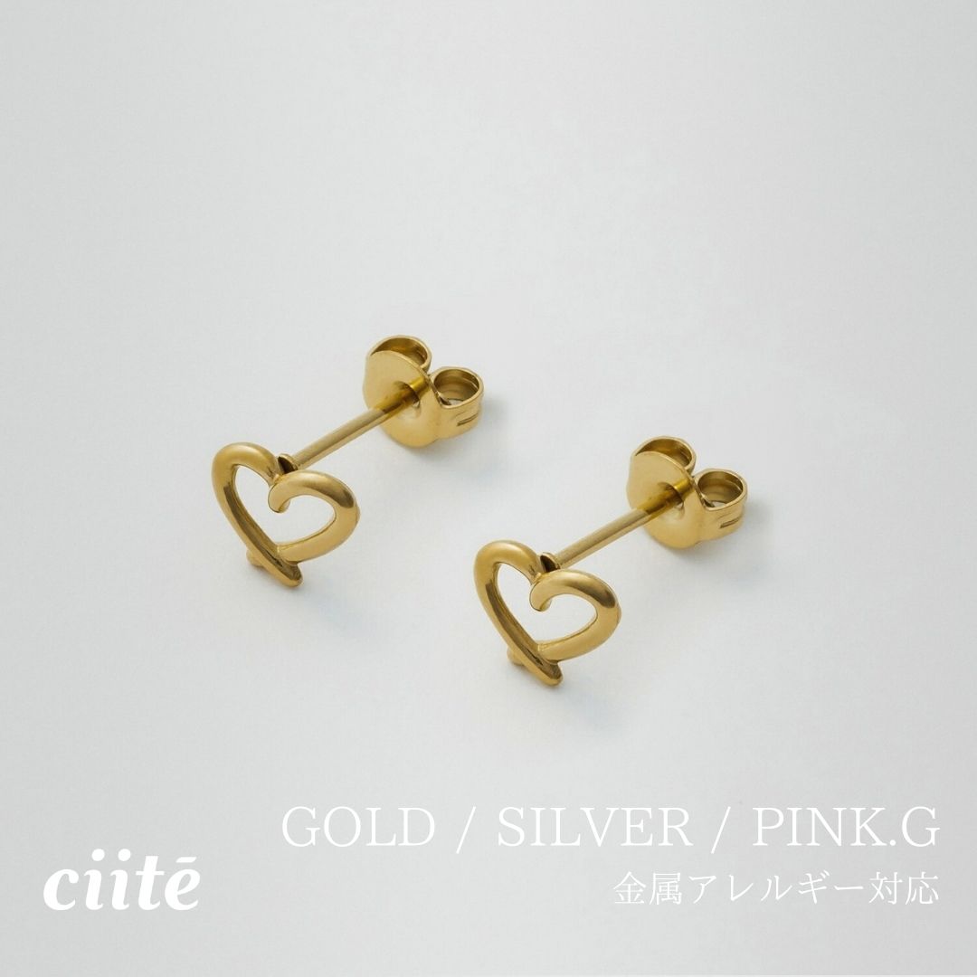 樂天商城 - 金属アレルギー対応 ミニハートピアス サージカルステンレス (両耳用) レディース アクセサリー 結婚式 パーティー 誕生日 プレゼント シルバー ゴールド ピンクゴールド シンプル