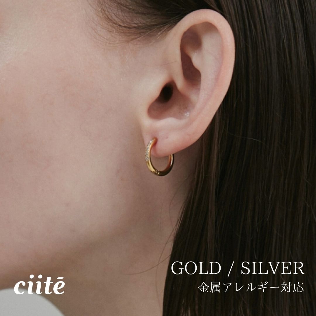 Pink Gold - 金属アレルギー対応 ビジューミニフープピアス サージカルステンレス (両耳用) レディース アクセサリー 結婚式 パーティー 誕生日 プレゼント シルバー ゴールド ピンクゴールド シンプル