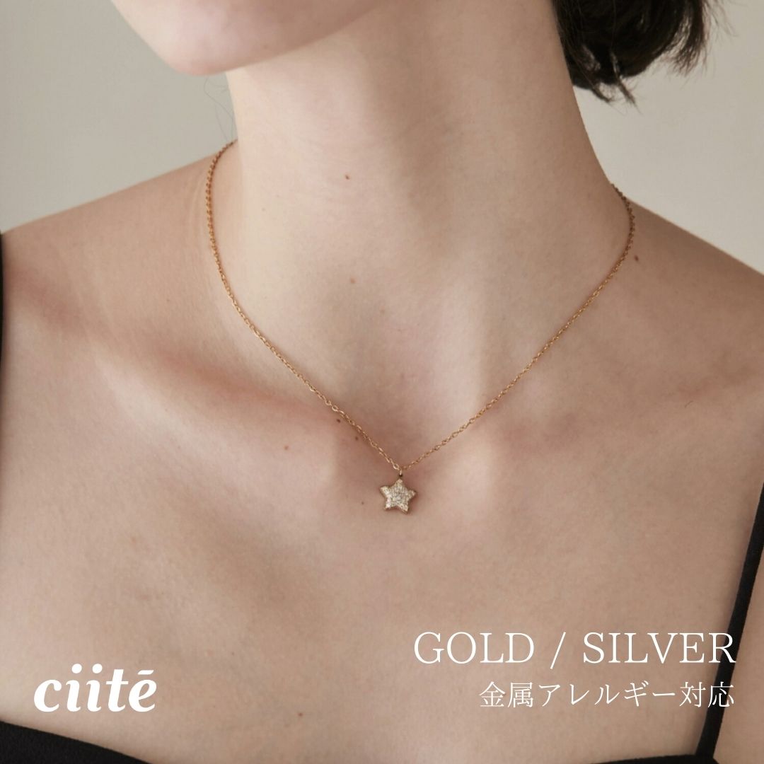 樂天商城 - 金属アレルギー対応 ビジュースターネックレス サージカルステンレス レディース アクセサリー 結婚式 パーティー 誕生日 プレゼント シルバー ゴールド ピンクゴールド シンプル