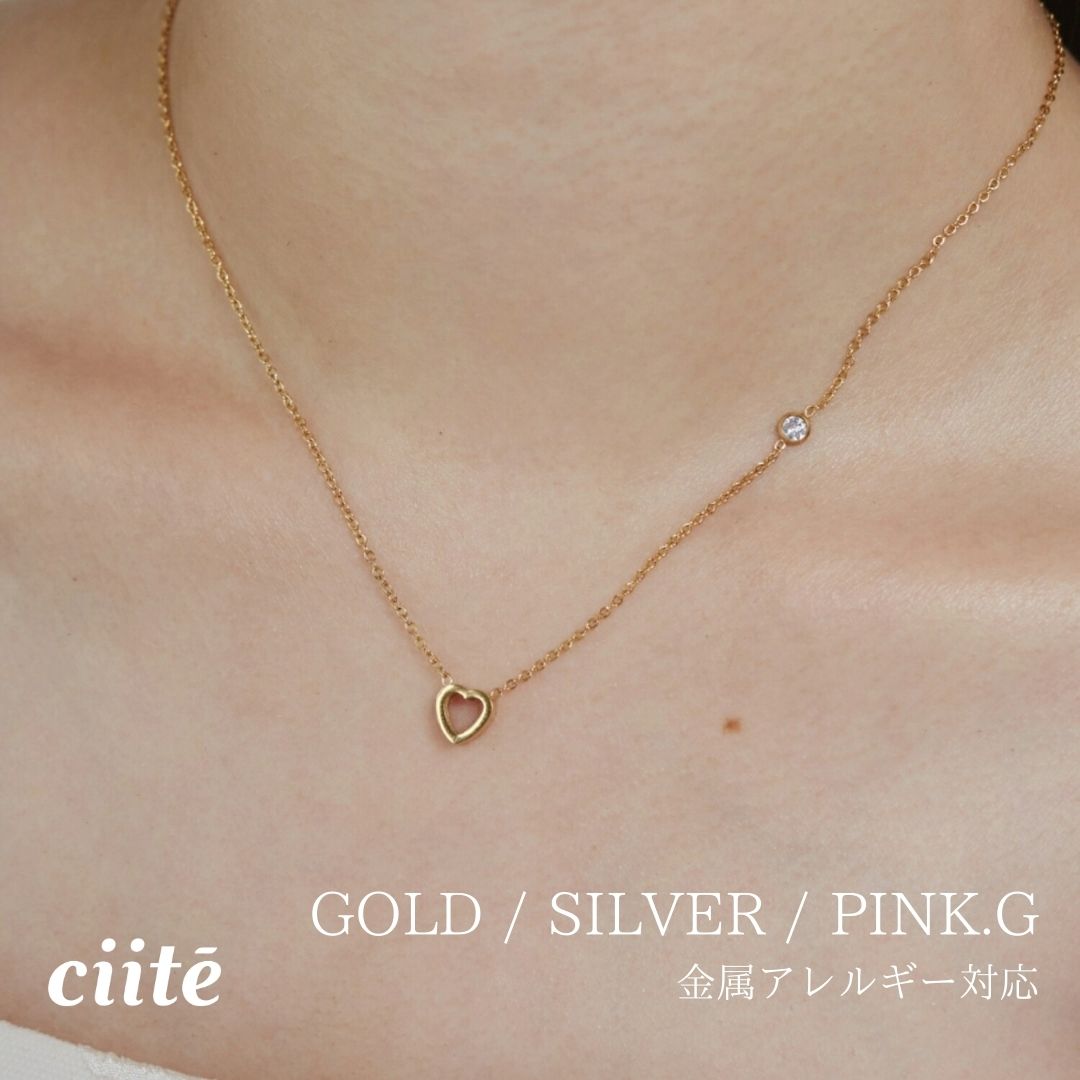 樂天商城 - 金属アレルギー対応 ビジュー ミニハートネックレス サージカルステンレス レディース アクセサリー 結婚式 パーティー 誕生日 プレゼント シルバー ゴールド ピンクゴールド シンプル