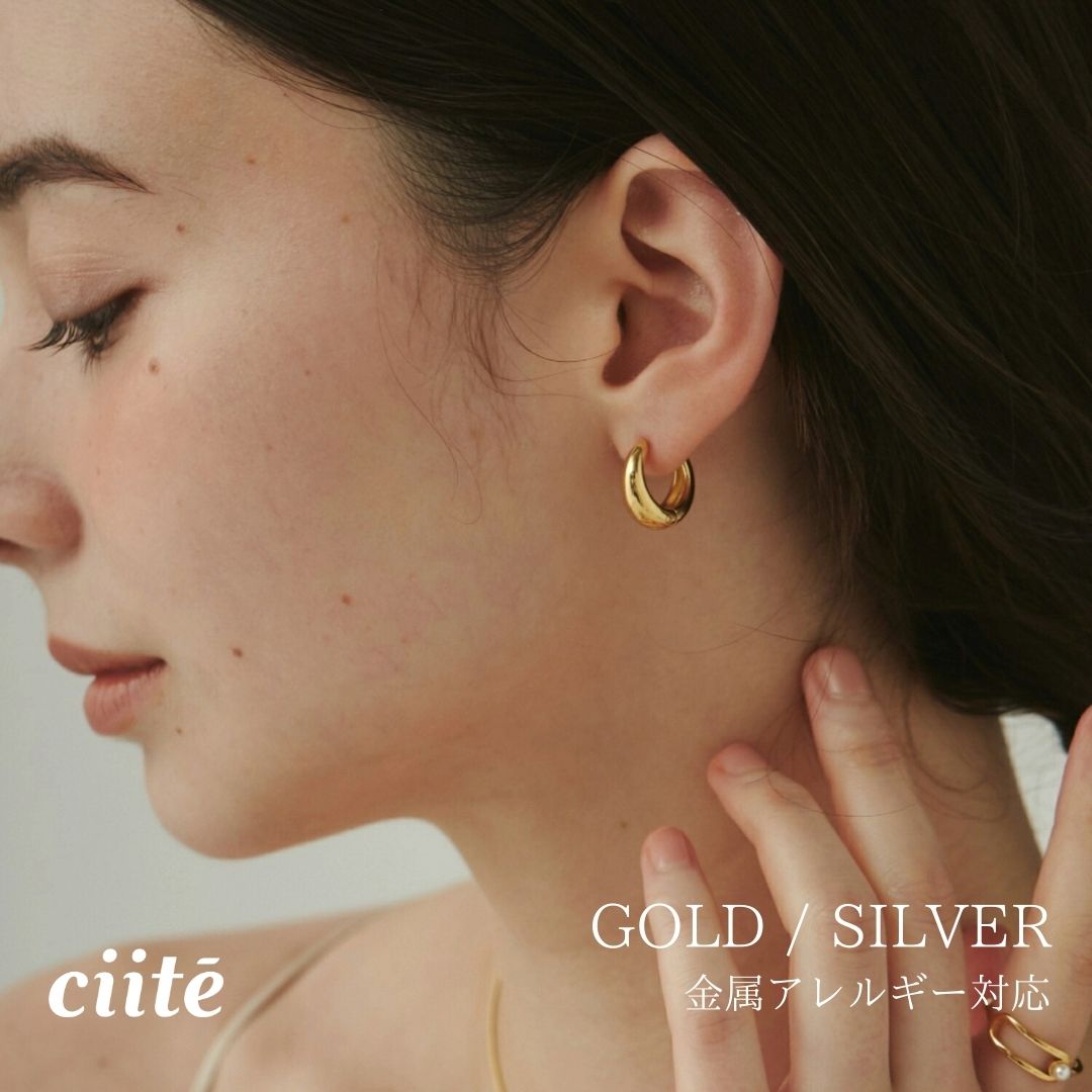 金属アレルギー対応 ドロップフープピアス サージカルステンレス (両耳用) レディース アクセサリー ...