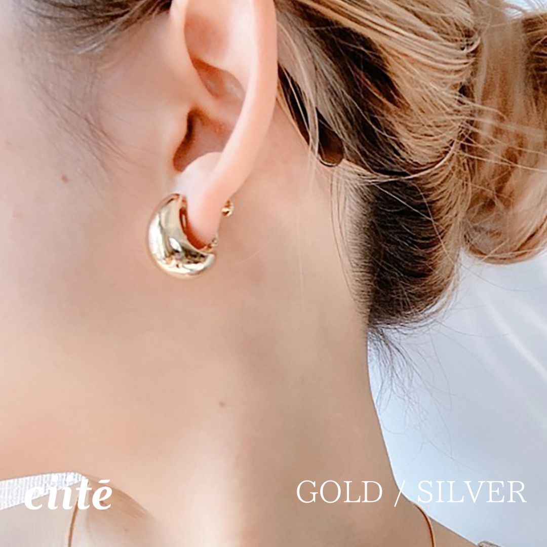 樂天商城 - ぷっくりシンプルイヤリング (両耳用) レディース アクセサリー 結婚式 パーティー 誕生日 プレゼント シルバー ゴールド ピンクゴールド シンプル