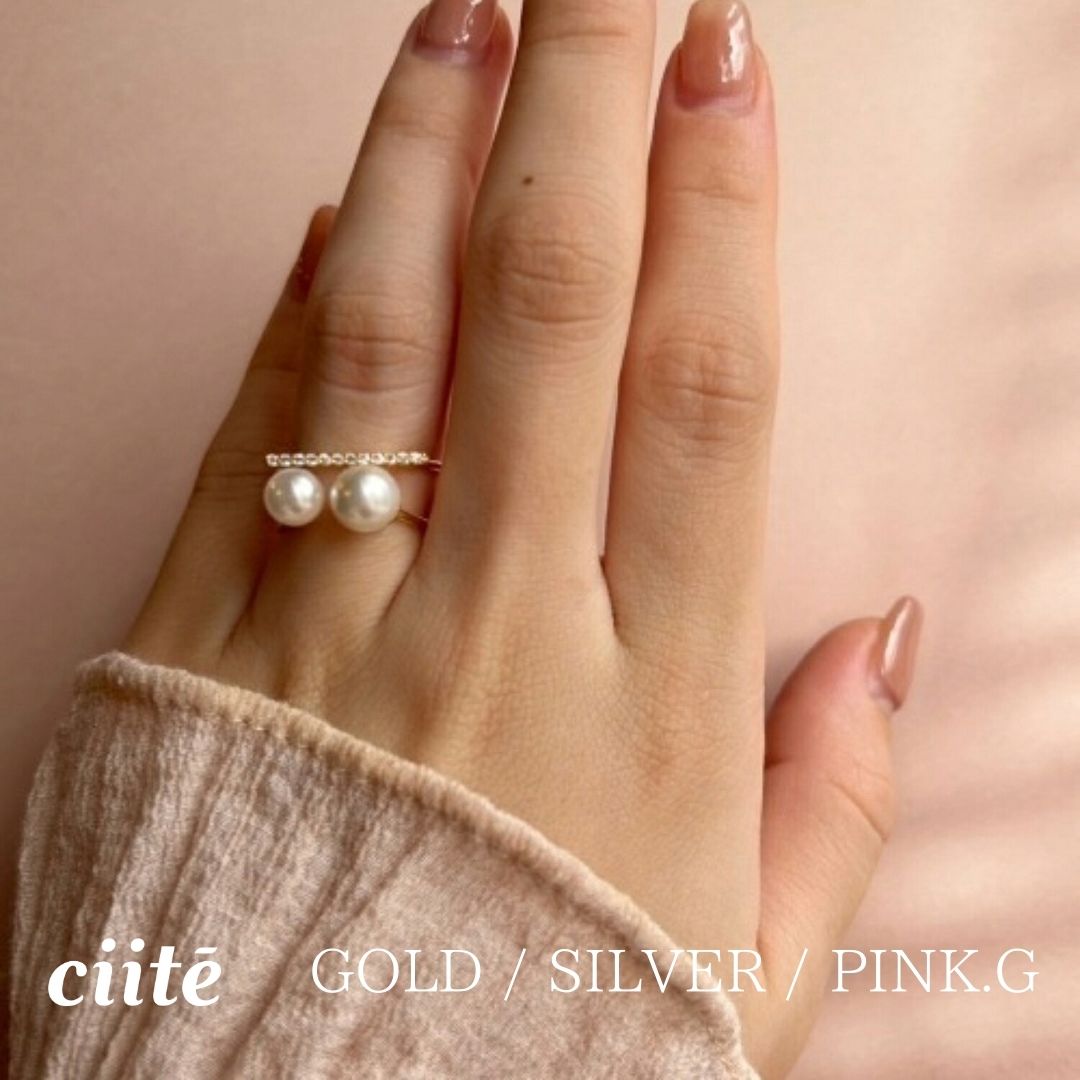 樂天商城 - ビジューダブルパール リング レディース アクセサリー 結婚式 パーティー 誕生日 プレゼント シルバー ゴールド ピンクゴールド シンプル