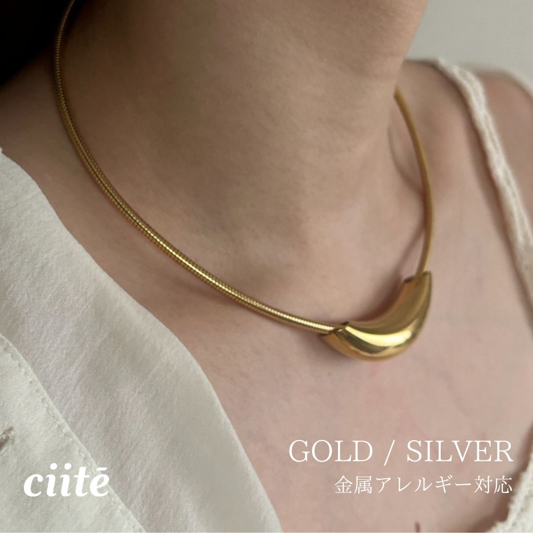 Rakuten - 【 金属アレルギー対応 】 クレセント ムーンチョーカー サージカルステンレス レディース アクセサリー 結婚式 パーティー 誕生日 プレゼント シルバー ゴールド ピンクゴールド シンプル