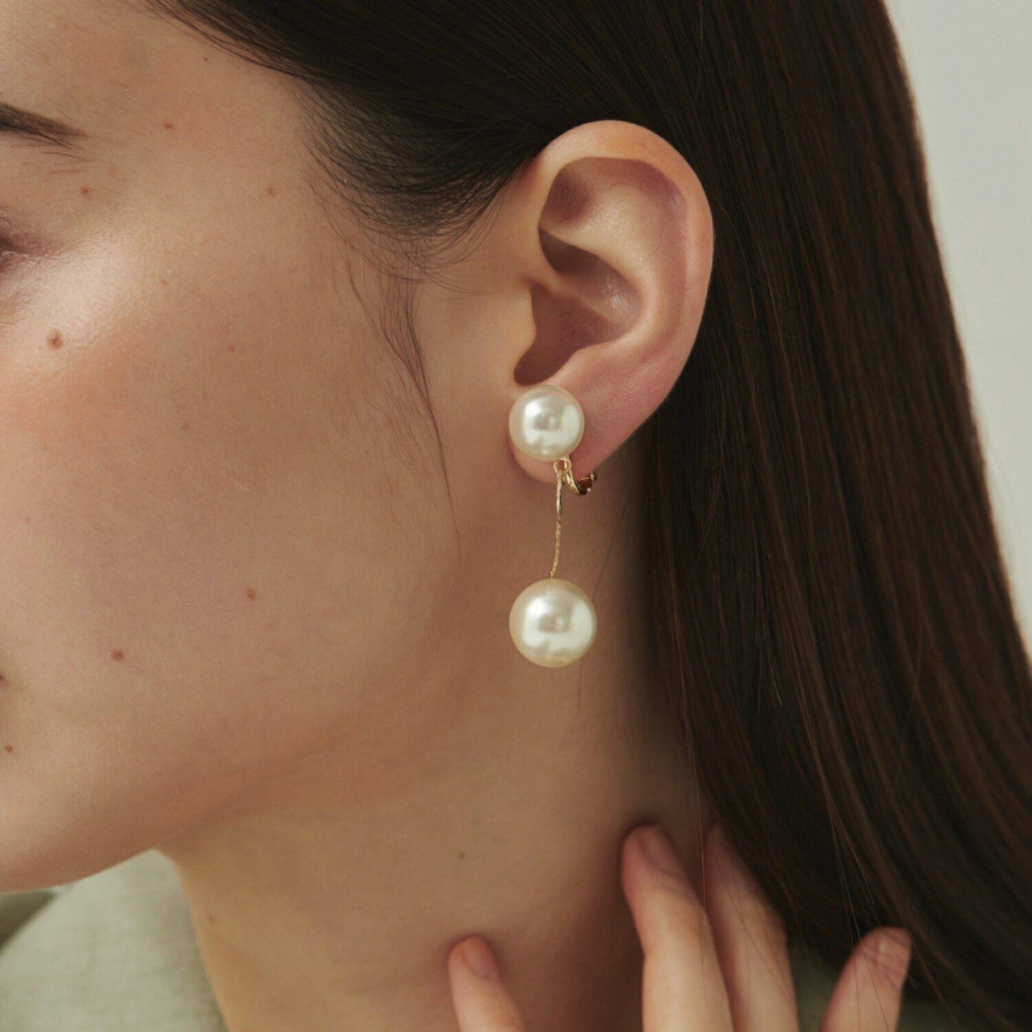 2連パールイヤリング (両耳用) レディース アクセサリー 結婚式 パーティー 誕生日 プレゼント シルバー ゴールド ピンクゴールド シンプル