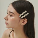 ウェーブデザインヘアピン 2個セット レディース アクセサリー 結婚式 パーティー 誕生日 プレゼント シルバー ゴールド ピンクゴールド シンプル