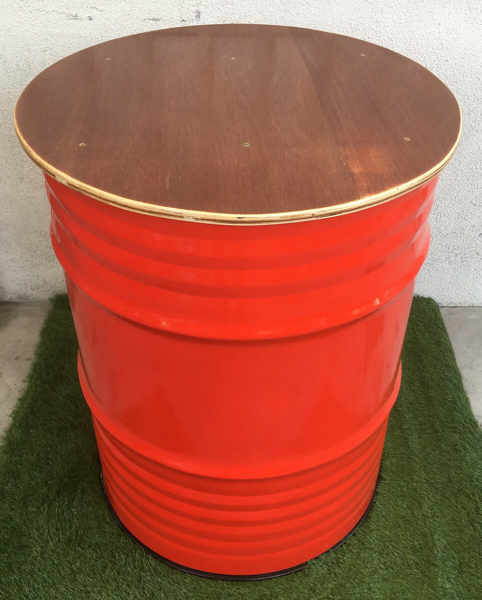 キャニチャー　テーブル＆スツールセット　レッド(TS-02 SOFA SET RED)　テーブル　スツール　おしゃれ　家具　ドラム缶　ガーデンファニチャー