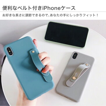 iPhone8 ケース iPhone 11 Pro ケース ベルト付きホールド バンド iPhone XR ケース iPhone11 Pro Max iPhone XS ケース カラフル カバー iPhone7 Plus パステル キャンディカラー iPhoneケース iPhone6s iPhone8Plus スタンド スマホケース ソフトケース 落下防止 取っ手